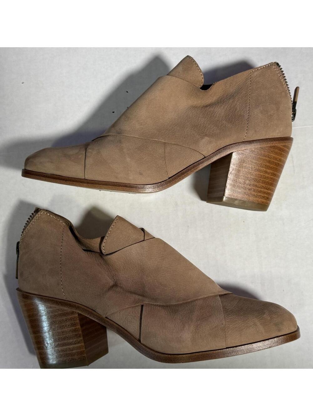 Eileen Fisher Ember Ankle Booties Block Heel Barley Boots Womens Size 5.5